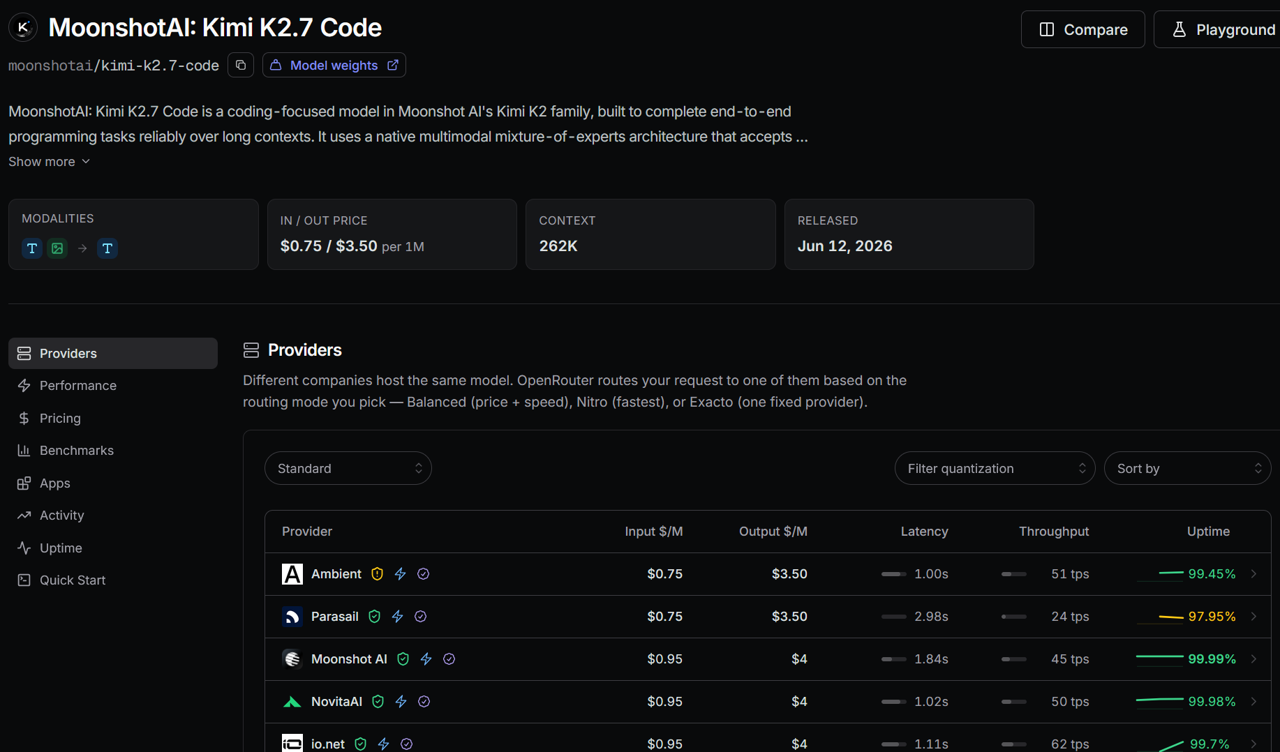 Kimi K2.7 Code on OpenRouter